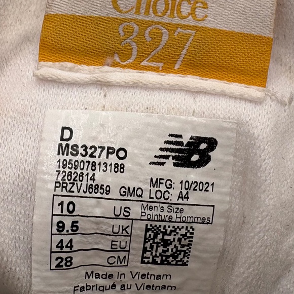 New Balance MS327PO White/Yellow/Olive Men's Sneaker Sz 10 - Picture 4 of 12